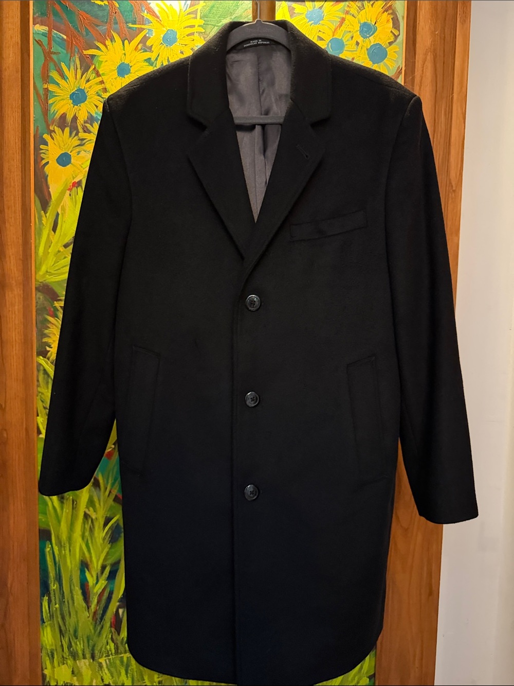 London Fog Wool Blend Men's Classic 3/4 Length Black Overcoat 38 Short